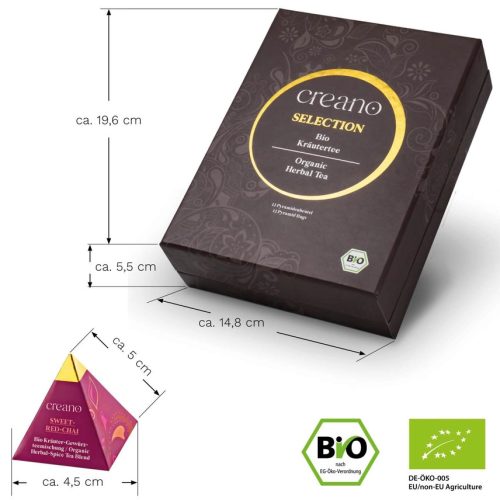 Подаръчен комплект био чай Creano Organic Herbal Tea, 12 пирамидални пакетчета, 9 разновидности, 30 г