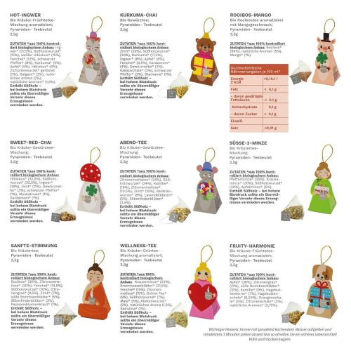 Подаръчен комплект билков чай Creano Tea Lovers, 9 пирамидални пакетчета в различни форми, 22.5 г, без кофеин