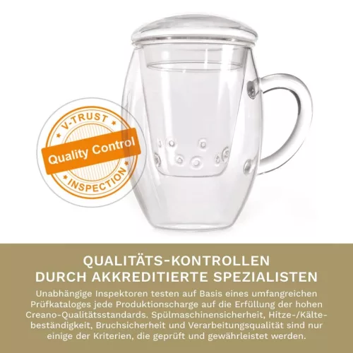 Чаша за чай Creano All-In-One, 400 мл, стъклен филтър и капак, боросиликат