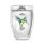 Pahar termic Creano Hummi, 250 ml, sticla borosilicata, perete dublu, decor colibri verde