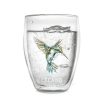 Pahar termic Creano Hummi, 250 ml, sticla borosilicata, perete dublu, decor colibri albastru