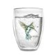 Pahar termic Creano Hummi, 250 ml, sticla borosilicata, perete dublu, decor colibri albastru