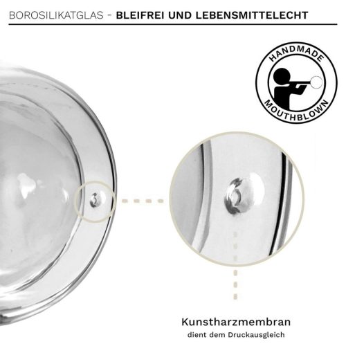 Pahar termic Creano Hummi, 250 ml, sticla borosilicata, perete dublu, decor colibri albastru