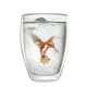 Pahar termic Creano Hummi, 250 ml, sticla borosilicata, perete dublu, decor colibri rosu