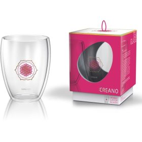   Pahar termic Creano Floarea Vietii, 250 ml, cutie cadou, sticla borosilicata, perete dublu