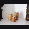 Комплект 3 поставки за чаени свещи от маслиново дърво, 6/8/10 см, диаметър 5,5 см