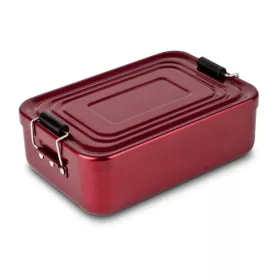   Lunchbox Rominox Quadra Red, 900 ml, aluminiu rosu, separator ajustabil, inchidere etansa