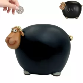   Pușculiță oiță Giftdeco CE34136, rășină, negru-bej-alb, 19,5 x 9,5 x 14,3 cm
