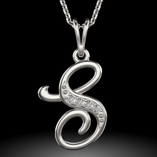 Сребърно колие с висулка инициал S