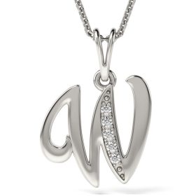   Сребърно колие с висулка инициал W