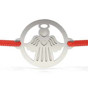   Сребърна гривна с червена корда модел Коледен ангел