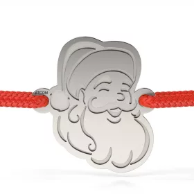   Сребърна гривна с корда модел Дядо Коледа