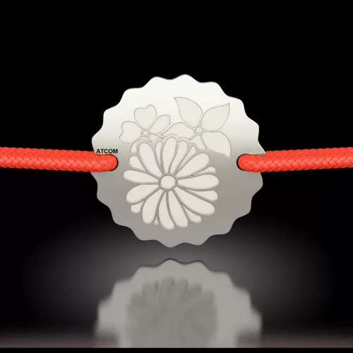 Сребърна гривна с шнур, модел Букет цветя