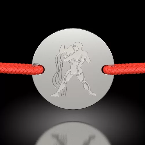 Сребърна гривна с червена връв модел1 Водолей