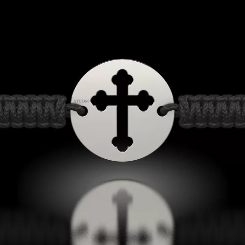 Сребърна гривна с корда православна модел 06