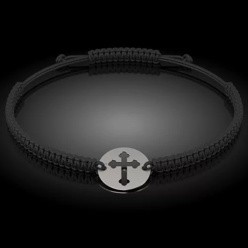 Сребърна гривна с корда православна модел 06