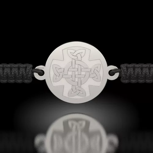 Сребърна гривна с корда православна модел 11