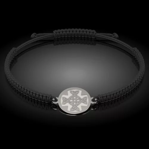 Сребърна гривна с корда православна модел 11