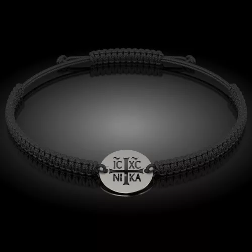 Сребърна гривна с корда православна модел 14