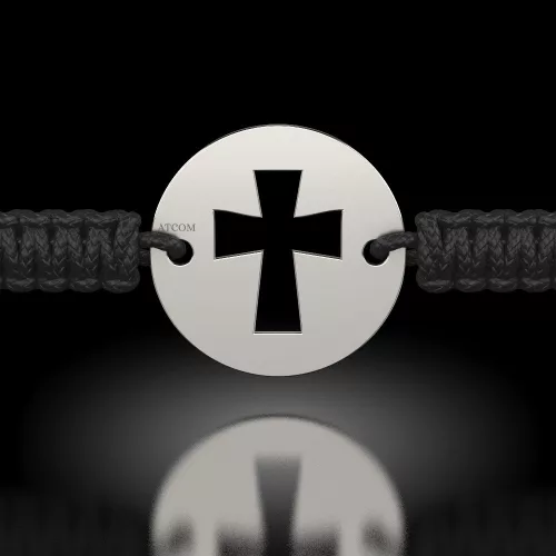 Сребърна гривна с корда православна модел 16