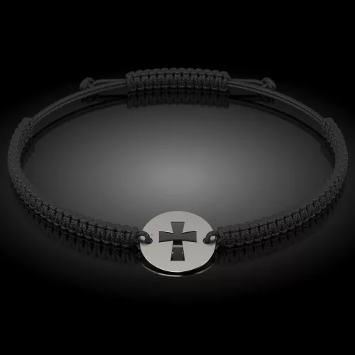 Сребърна гривна с корда православна модел 16