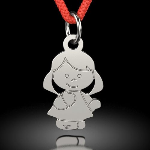 Сребърна висулка с гравиран шнур с шарка Little Girl