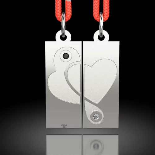 Сребърна висулка Love of Hearts с шнур