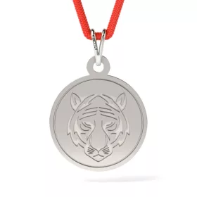 Сребърна висулка с шнур с тигър