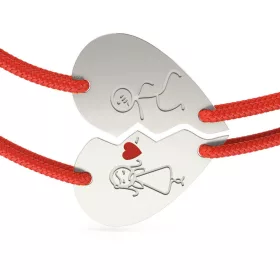  Сребърна гривна с корда модел Take my heart