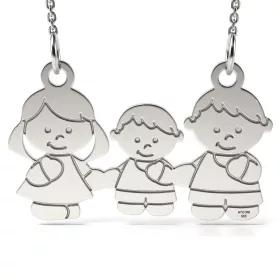   Сребърно колие модел майка баща и момче