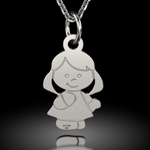 Сребърно колие модел гравирано момиче