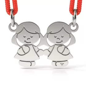   Сребърна висулка с шнур модел Girls sisters