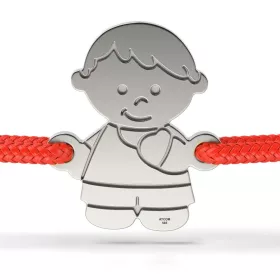   Сребърна гривна с гравиран червен шнур модел Boy
