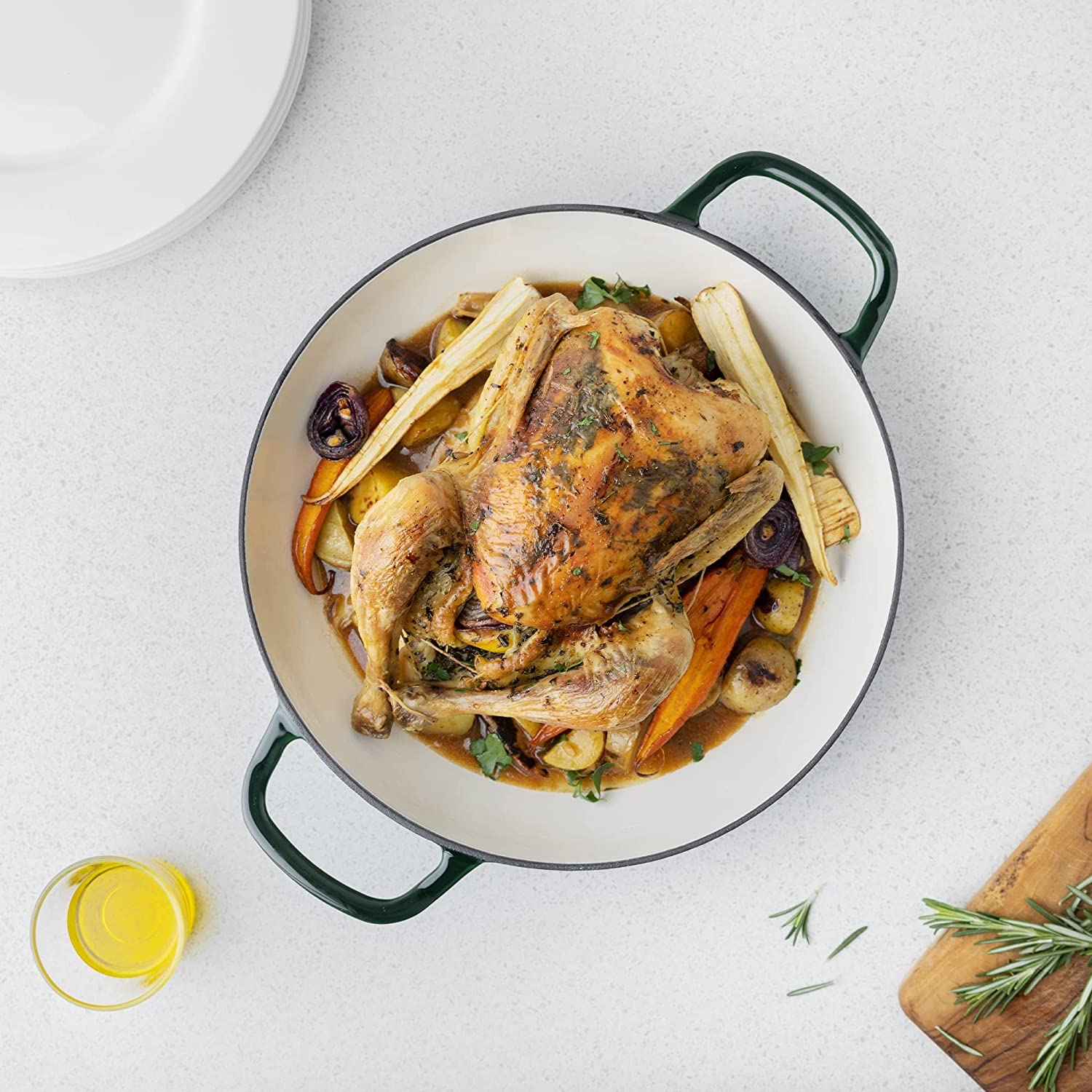 Емайлиран съд от чугун Navaris за плочи/фурни - 29,5 см - 3,5 L - Зелен