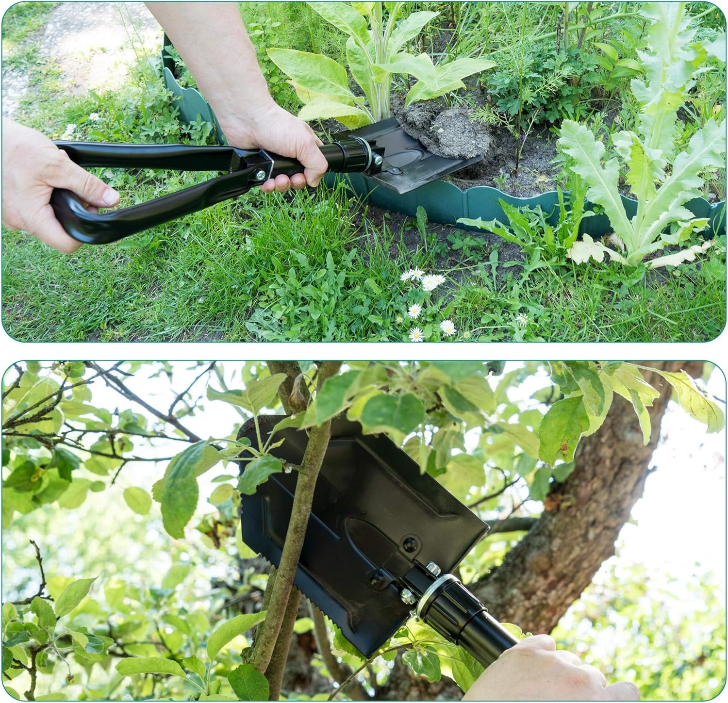 Сгъваема лопата Navaris за къмпинг, 57x15x5 см, мултифункционална с калъф