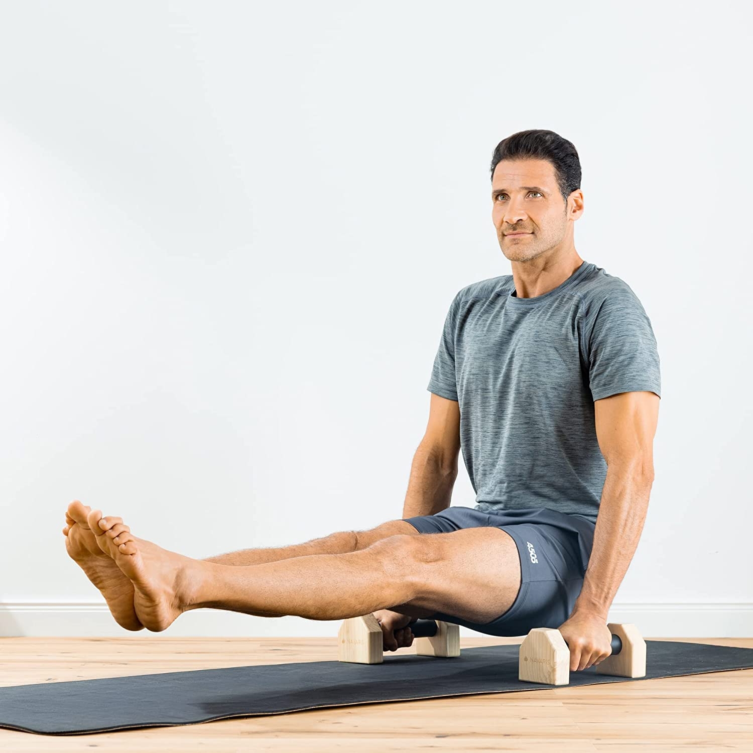 Дървени паралелни ленти Navaris за CrossFit, 25x10x9.5 см, 200 кг, черно/кафяво